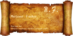 Metner Fedor névjegykártya